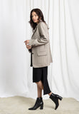 CODEMH Relaxed Stripe Blazer-Beige