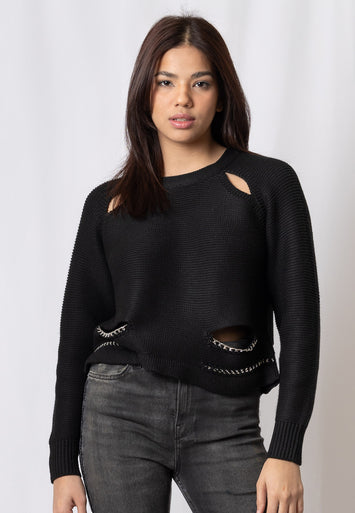CODEMH-Karina Chain Embellished Sweater