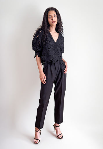 CODEMH Embroidery Cut-Out Top