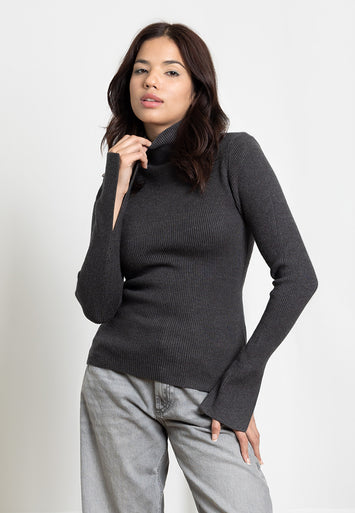 CRESCENT Erika Knit Top-Grey