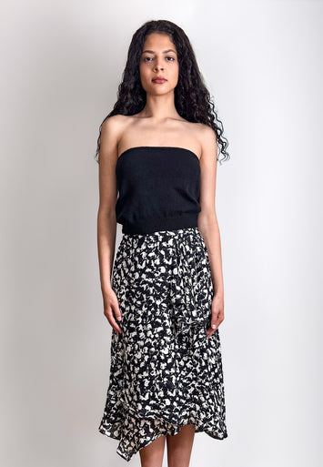 CODEMH Maeda Layered Skirt- Black & White Print