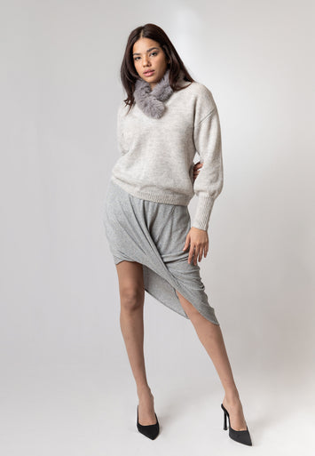 CODEMH Detachable Fur Collar Sweater