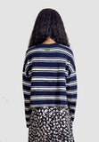 CODEMH Cropped Stripe Tee-Navy Stripe