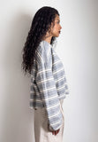 CODEMH Cropped Stripe Tee -Grey Stripe